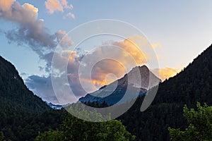 View of the Wetterstein Mountains near Mittenwald, Germany