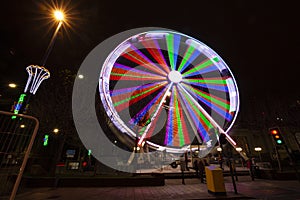 View wheel in Leeds at night.