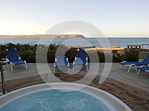 A view of the whirlpool and the Mediterranean. Triq Ir-Ramla, Il-Mellieha, Malta