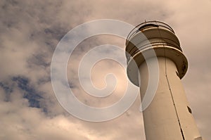 A view of a white lighthouse of Cabo Ortegal ( Cariño) in the Galician coast (Spain).