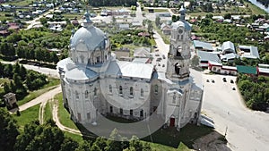 View of white-stone Orthodox church of Life-Giving Trinity in Gus-Zhelezny, Ryazan region, Russia