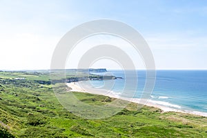 View of the Whitepark Bay Beach in County Antrim, Northern Ireland.