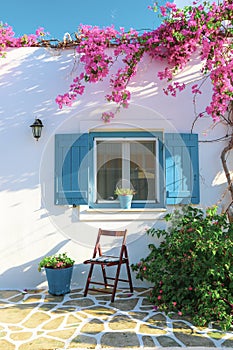 A view of whitewashed house on the island of Antiparos, Greece