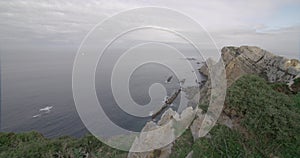 View of a wide angle of a impressive clifs in the cantabrian coast