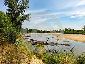 View on wild Vistula riverside in Jozefow near Warsaw in Poland. photo