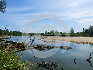 View on wild Vistula riverside in Jozefow near Warsaw in Poland. photo