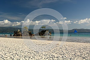 View of Willy Rock. White beach, station one. Boracay Island. Aklan. Western Visayas. Philippines