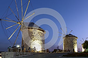 View of windmill in Alacati town,Izmir,Turkey photo