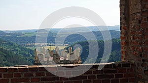 View through window on the boskovice castle tower