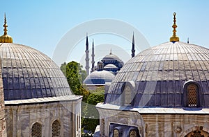 The view from the window of Hagia Sophia to the Blue Mosque, Istanbul