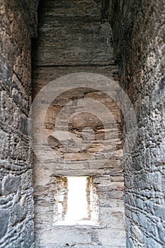 View of the window from Inside of the Shrine, Vihara, remains of the Balo kaley double dome stupas photo