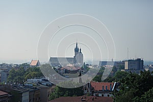 View from the window of Krakow, fog,