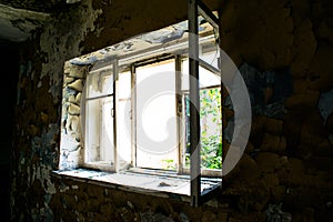 View from the window in an old abandoned house