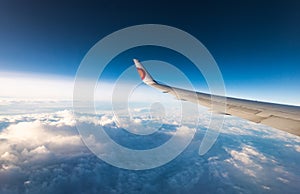 The view from the window of a passenger plane