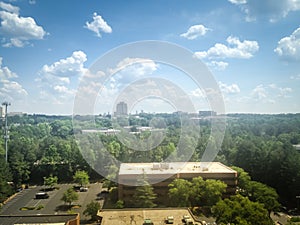 The view from the window of a skyscraper in Atlanta. Clear the sky over city.