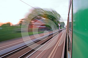 View from the window of speeding train