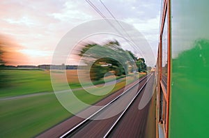 View from the window of speeding train