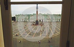 View through the window to the Palace Square