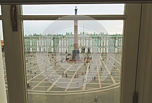 View through the window to the Palace Square