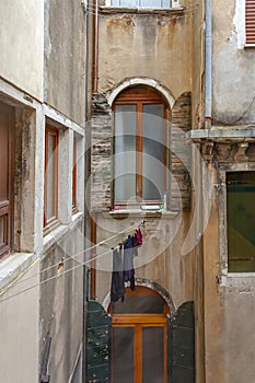 View from the window to the small courtyard where they dry clothes