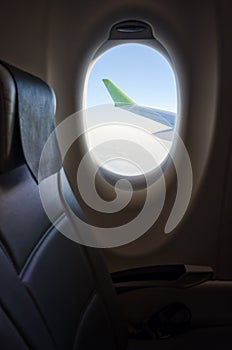 View from the windows seat in an airplane