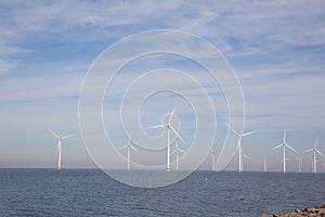 View of windpark in the Dutch Noordoostpolder, Flevoland