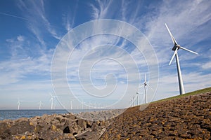 View of windpark in the Dutch Noordoostpolder, Flevoland