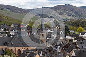 View at the wine village Graach at river Moselle