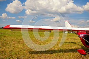 View of a wing of the ultralight plane