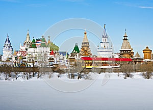 View winter Izmailovo Kremlin in Moscow