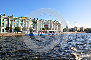 View of Winter Palace from Neva river. St.Petersburg, Russia