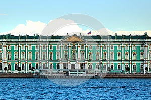 View of Winter Palace, or State Hermitage Museum from the Neva River in Saint Petersburg, Russia