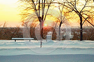 The view on the winter sunset photo