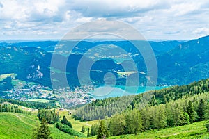 View of Wolfgangsee lake from Zwolferhorn mountain