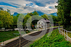 View of the wolfsbergkorel train station situated on the famous semmeringbahn in austria...IMAGE
