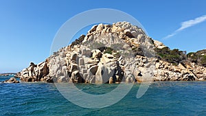 View of the wonderful islands, sea and rocks of Costa Smeralda, Sardinia, Italy