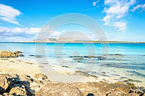 View of a wonderful La Pelosa beach in Stintino, Sardinia, Italy