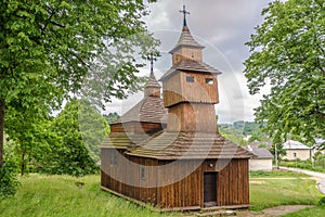 View at the Wooden Church of Encounter of the Lord with Simeon in village Kozany - Slovakia