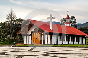 Wooden church at Oxapampa city in Peru photo