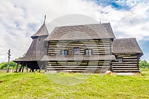 View at the Wooden church of Saint Luke Evangelist in Brezany village - Slovakia