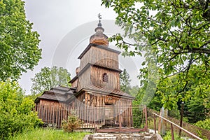 View at the Wooden Church of St.Paraskeva in village Dobroslava, Slovakia