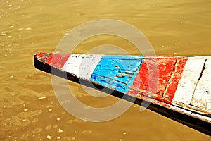 View of a wooden fishing boat nose at Brahmaputra Rive Assam India
