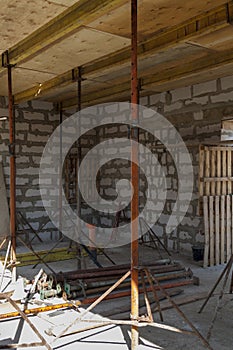 view of the wooden formwork with metal holders, which will be fi