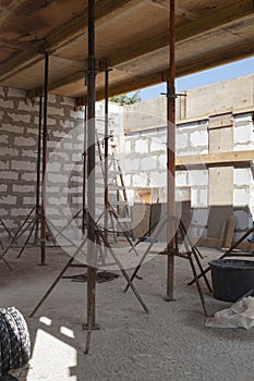 view of the wooden formwork with metal holders, which will be fi