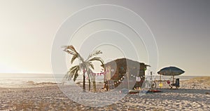 View of a wooden shed on the beach