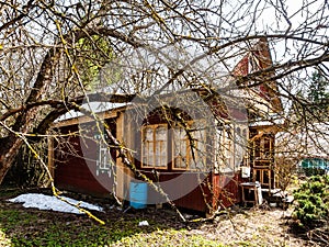 view of wooden summer house from old garden