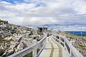 View of the wooden walkway on the top of Levitunturi photo