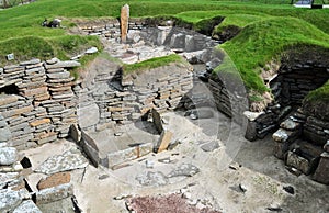 View of the Workshop, in a Prehistoric Village. Skara Brae, near Kirkwall, Orkney, Scotland, U.K