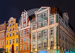 View of Wroclaw market square after sunset, Poland