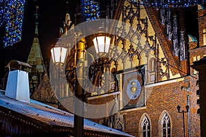 View of Wroclaw market square after sunset, Poland